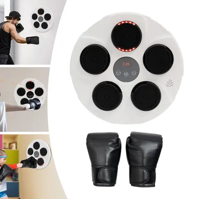 Music Boxing Machine, Boxing Machine Wall Mounted Music with Gloves, Electronic Wall Punching Pad