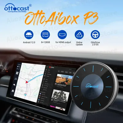 OTTOCAST OttoAiBox P3 Wireless Android AI Box for HDMI Out CarPlay Accessories for Chervolet Skoda