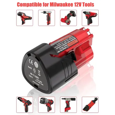 2 Pack 3.0Ah Replacement Battery for Milwaukee M-12 Battery Compatible for Milwaukee 12V Heated