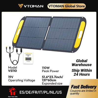 VTOMAN VS110 Solar Panel 110W Portable Waterproof Foldable Solar Panel Outdoor Emergency Backup for JUMP 600X Power Station
