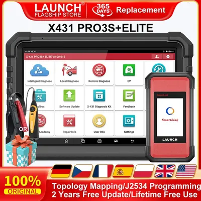 LAUNCH X431 PRO3S+ELITE SmartLink C OBD2 Scanner CAN FD DOIP Car Diagnose Tool J2534 Programming Topology Mapping for FCA SGW