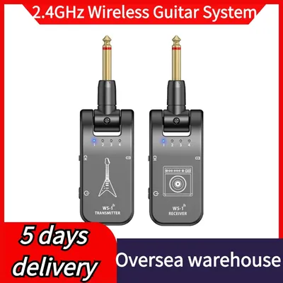 WS-1 2.4GHz Wireless Guitar System Rechargeable Audio Transmitter and Receiver 4 Channels 30m