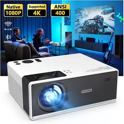 Projector with WiFi and Bluetooth 5G WiFi Projector 4K Supports Native 1080P Full HD FUDONI 10000L