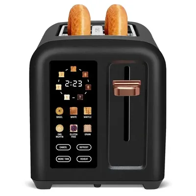 Toaster 2 Slice, Stainless Toaster LCD Display&Touch Button, 50% Faster Heating Speed, 1.4'' Wide