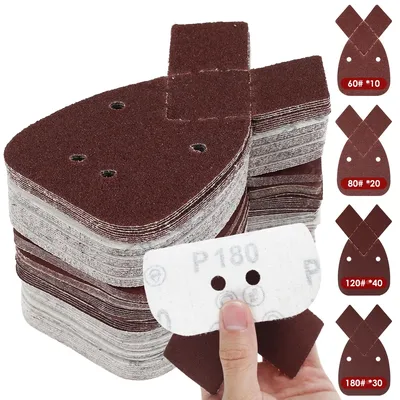 100/200PCS Mouse Sander Pads 60/80/120/180 Grits Detail Sandpaper Orbital Palm Black Abrasive Paper