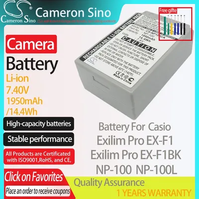 CameronSino Battery for Casio Exilim Pro EX-F1 Exilim Pro EX-F1BK fits Casio NP-100 NP-100L camera