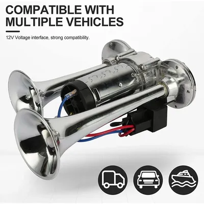 Motorcycle equipped with whistle horn replacement 12 volt 600 dB, truck ship universal speaker