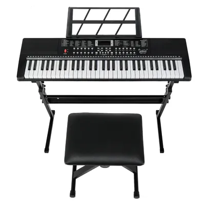 GEP-110 (BD-663) 61 key electronic keyboard+stand+stool set in black