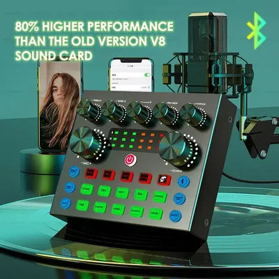 V8S Audio Sound Card USB External Headset BM-800 Microphone Webcast Live Broadcast Sound Card sound