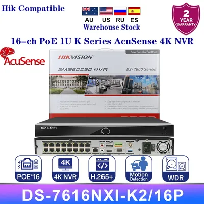 Hikvision 16CH POE AcuSense 4K NVR 2SATA interface for HDD CCTV Surveillance Video Network Recorder