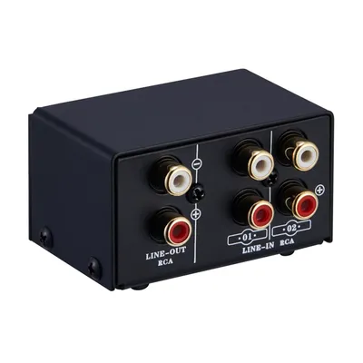 Audio Switcher RCA 2 in 1 Out / 1 in 2 Out A/B Switch Stereo Audio Splitter Box with No Distortion