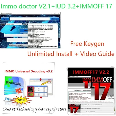 Newest immo doctor v2.1+ IMMOFF 17 + IMMO Universal Decoding 3.2 with Free Keygen Unlimited Install + Video Guide