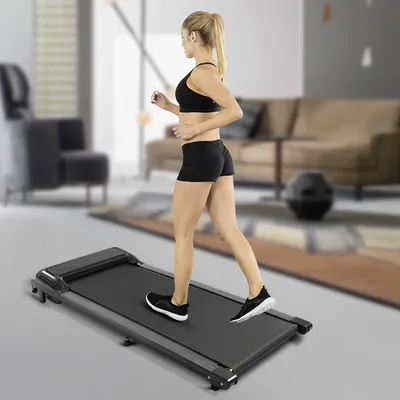 2.25HP Black Under Desk Electric Treadmill W/ Remote Control & LED Display Installation-Free Walking