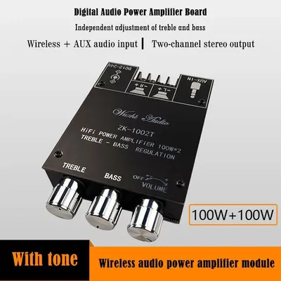 ZK-1002T CS8673E Bluetooth 5.0 HIFI 2.0 Channel Power Audio Stereo Amplifier Board 2*100W Module