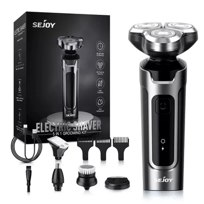 Sejoy Shaver Barber for Men 5 in 1 Electric Razor Rechargeable with Beard Trimmer Lithium Battery Portable Shavers for Travel