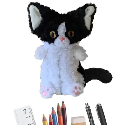 Kitten Pencil Box Cute Animal Plush Pencil Bag Cute Pencil Case Cat Pencil Case Large Pencil Pouch