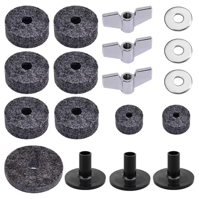 18pcs Drums Felt Set Drum Accessories Set Black Replacement Drums Felt Set Musical Percussion