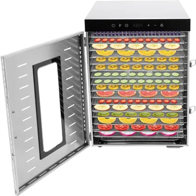 Commercial 16-Tray Fruit and Meat Dehydrator Stainless Steel Food Dried Fruit Machine Temperature