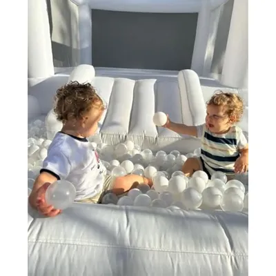 Inflatable White Bounce House for Kids with UL Blower-Portable, Large Ball Pool and Jump Space 3in1