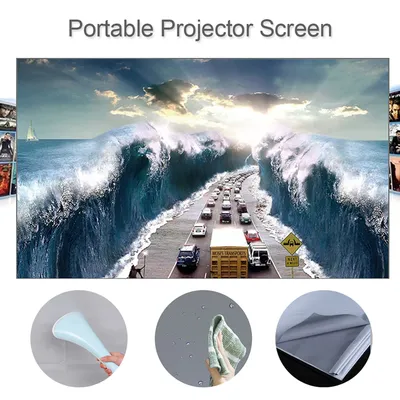 80-inch Portable Projector Screen HD 16:9 Frameless Video Projection Screen Foldable Wall Mounted