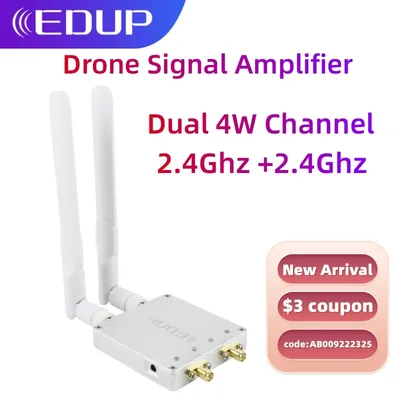 EDUP Drone Signal Amplifier Dual 4W Channel Dual 2.4Ghz Wifi Booster Long Range High Power Wifi