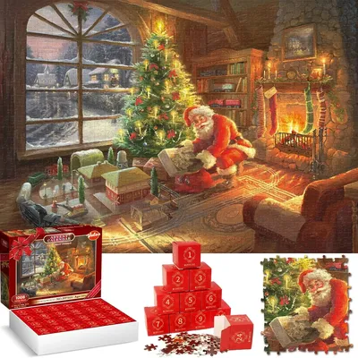 VATOS Advent Calendar Puzzle 2024 Christmas Jigsaw Puzzle Kids 24-Day Santa Countdown Calendar