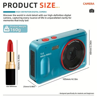 2.5K HD Digital Camera72 Megapixel 16x Digital Zoom Starter 2.4 '' AF Rechargeable Camera Mini Home