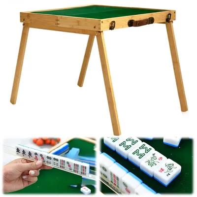 Outdoor Folding Mahjong Table with Travel Mini Mahjong Set Portable Mahjong Game Kits for Outdoor