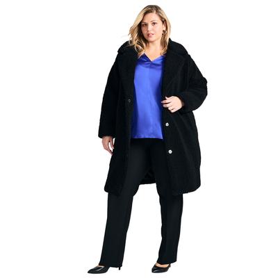 Plus Size Women's Teddy Longline Coat by Avenue in Black (Size 20)