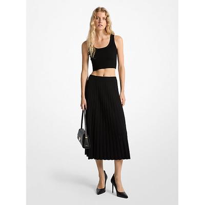 Michael Kors Ribbed Stretch Knit Midi Skirt Black L