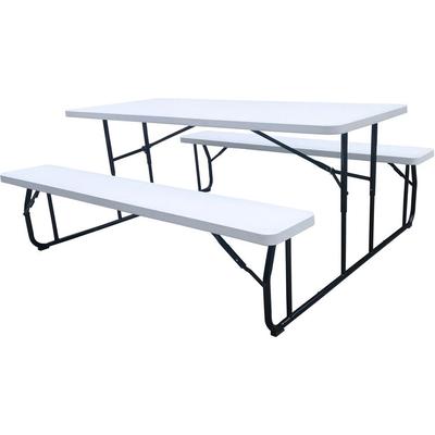 Iceberg Picnic Table, Folding, 600/650 lb Cap, 71"x65"x29" , WE/BK (ICE65925) Each Table/Bench Set