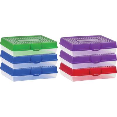 Storex Large Pencil Box, 11-1/4"Wx7-3/4"Lx2-9/10"H, 6/CT, Assorted (STX61645U06C) Case of 6 Carrying Case