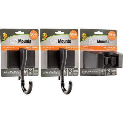 Duck Brand EasyMounts Heavy-Duty Garage Kit - 15 lb (6.80 kg), 50 lb (22.68 kg) Capacity - for Home, Garage, Broom, Shovel - Black - 1 / Each (DUC2873