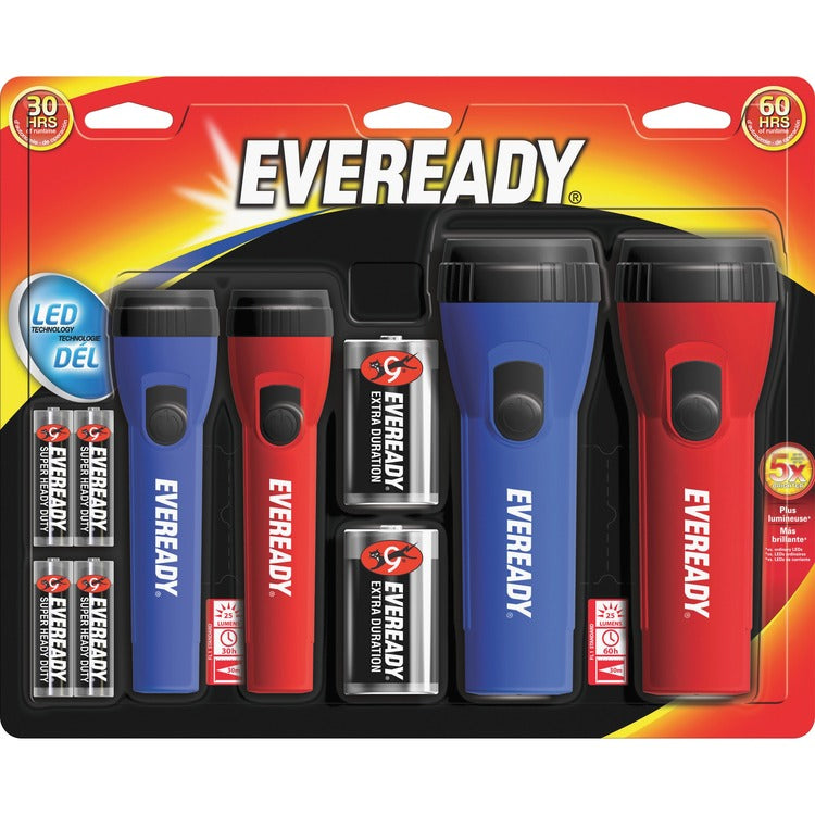 Energizer LED Flashlight Combo, 3-47/50"W x 2-19/25"L x 6-1/5"H, Red/Blue (EVEEVM5511S) Pack of 4 Energizer®