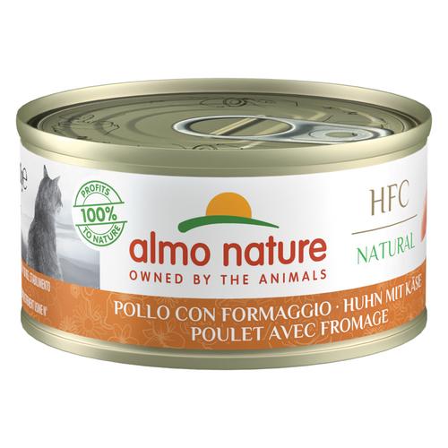 Sparpaket: 24x70g Almo Nature HFC Natural Huhn mit Käse Katzenfutter nass