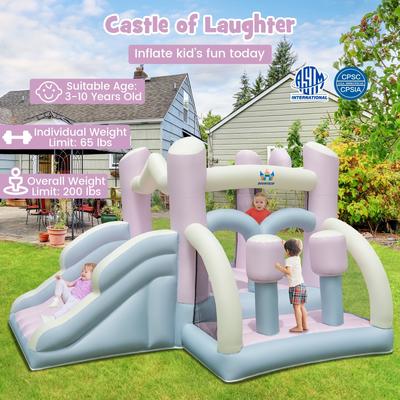 Kids Bounce House with Slide and 2 Boxing Columns Bouncy Castle for Party with 480W Blower - Multi - Multi