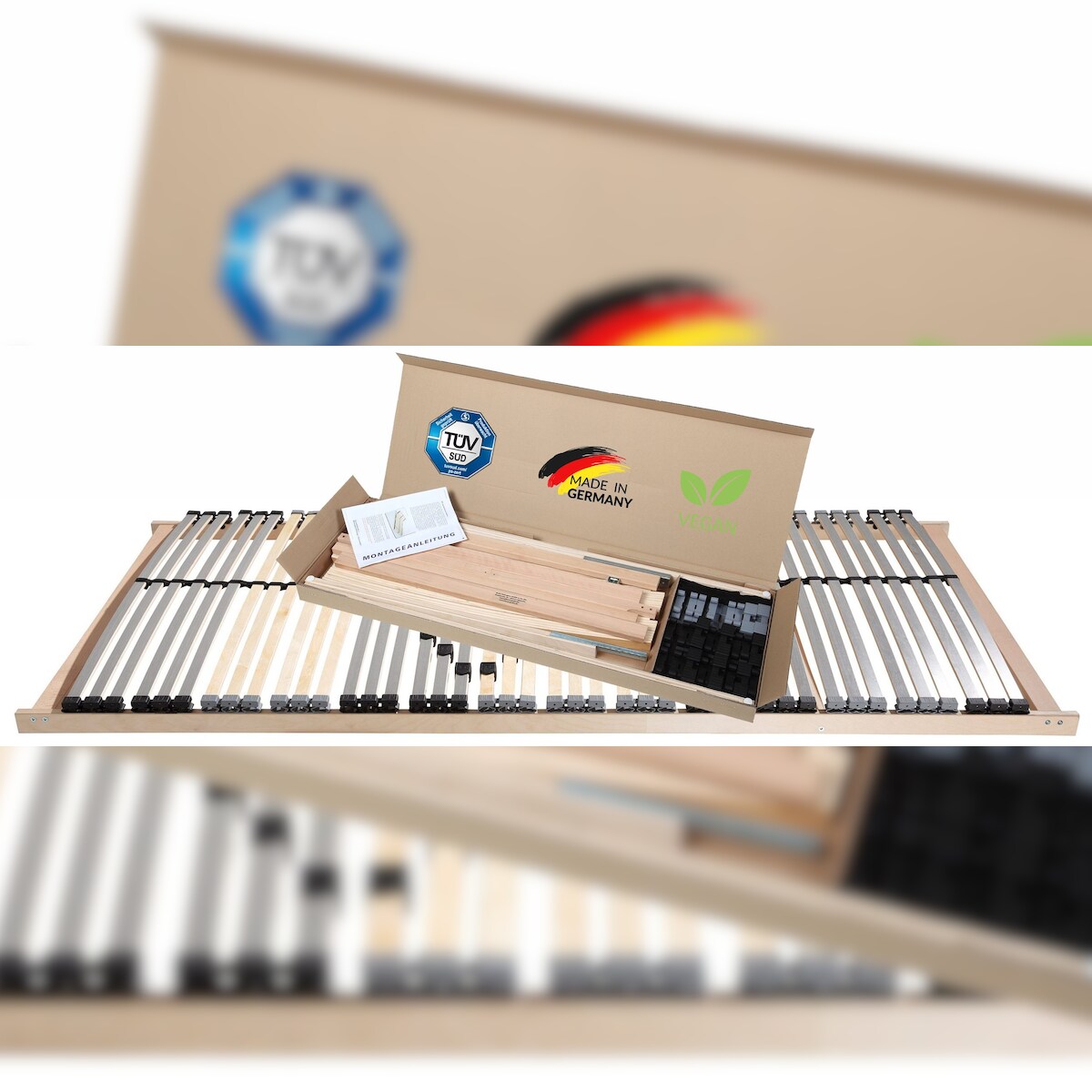 Lattenrost Premium Fix, Beco, wahlweise mit verstellbarem Kopfteil, zur einfachen Selbstmontage - Größe: 90 x 200 cm, Version: Nicht verstellbar Image