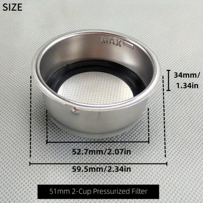 TEMU 1pc, 51mm Portafilter, Or 51mm 1-cup, 2-cup Pressurized Filter , For Household , Abs Alloy, Kitchen Accessories