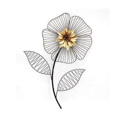 Wanddeko einzelne Blume, schwarz/gold