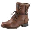 Winterboots MUSTANG SHOES, Damen, Gr. 37, braun (kastanie), Lederimitat, used, klassisch, Schuhe, Blockabsatz, Winterstiefelette, Schnürboots mit Nieten besetzt