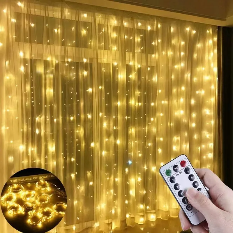 Natale 3M LED tenda ghirlanda fata String Light telecomando USB decorazione per le vacanze della festa nuziale per la tenda della camera da letto di casa