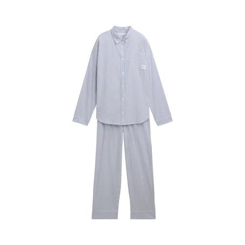 TOM TAILOR Damen Gestreifter Pyjama, blau, Gestreift, Gr. L/40