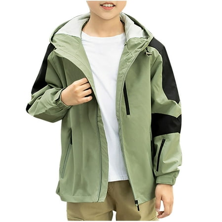 Kids Waterproof Windbreaker Jacket Girls Lightweight Hiking Sports Jacket with Hood Long Sleeve Rain Coats 4-15 Years (Army Green 8 Years)