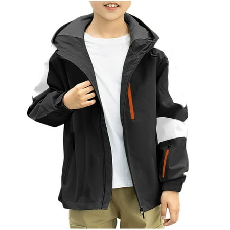 Kids Waterproof Windbreaker Jacket Girls Lightweight Hiking Sports Jacket with Hood Long Sleeve Rain Coats 4-15 Years (Black 3 Years)