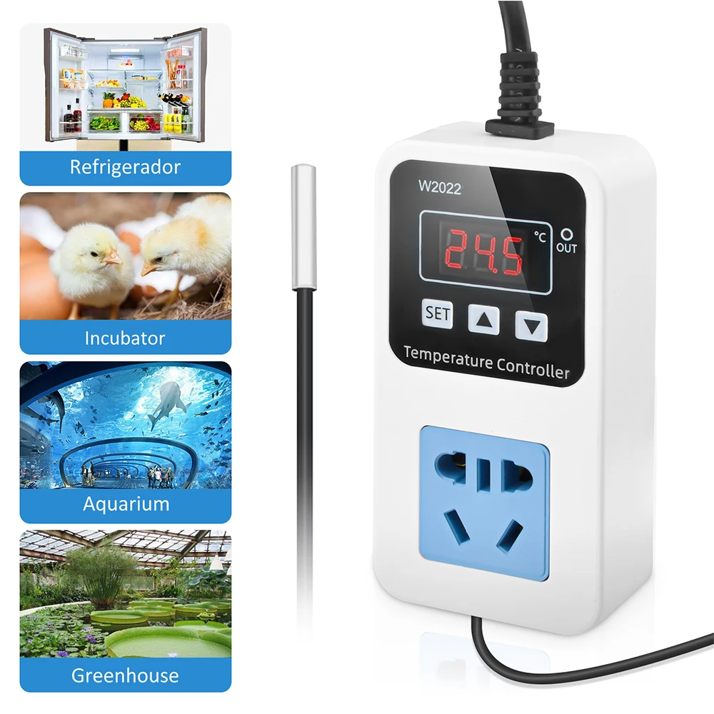 W2022 Temperatur regler 110-220V Thermostat auslass Heiz matte Gewächshaus temperatur regler mit NTC-Sensor Image