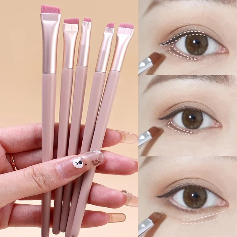 Rosa Schwarz Augen Make-Up Pinsel Flache Augenbrauen Eyeliner Pinsel Professionelle Abgewinkelte Holz Lidschatten Pinsel Make-Up Kosmetik Werkzeuge Image