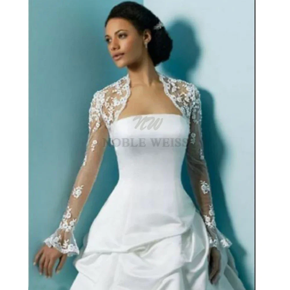 Langarm Spitzenjacke Hochzeit Braut Bolero Wrap Spitze Braut Schal Maßgeschneidert Image