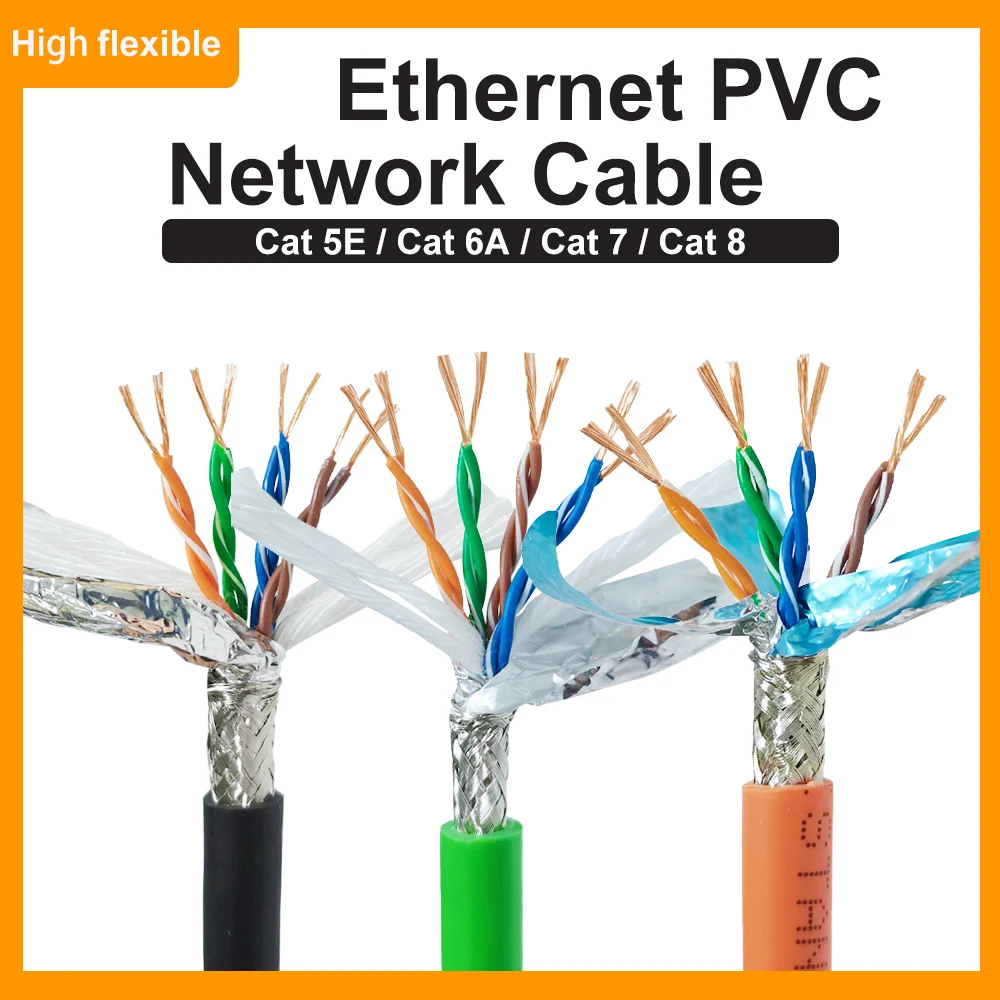 Ethernet-Netzwerkkabel Cat 5E/6A/7/8 RJ45 Hochgeschwindigkeit 40Gbps 4 8 Adern 24AWG SFTP-Stecker Roboter-Signal Twisted-Pair-Abschirmkabel Image