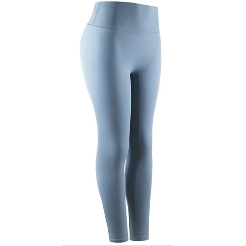 Damen Yogahose Yoga-Leggings Seitentaschen Po-Lifting Bauchkontrolle Hohe Taille Pilates Fitnesstraining Training Strumpfhosen Einfarbig Hellgelb Schwarz Leicht Grün Spandex Herbst Sport Sportkleidung Image