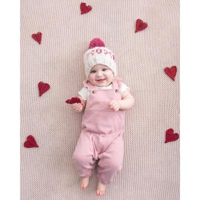 Huggalugs XOXO Valentine's Day Hand Knit Beanie Hat - Cream, X-Small (Newborn)